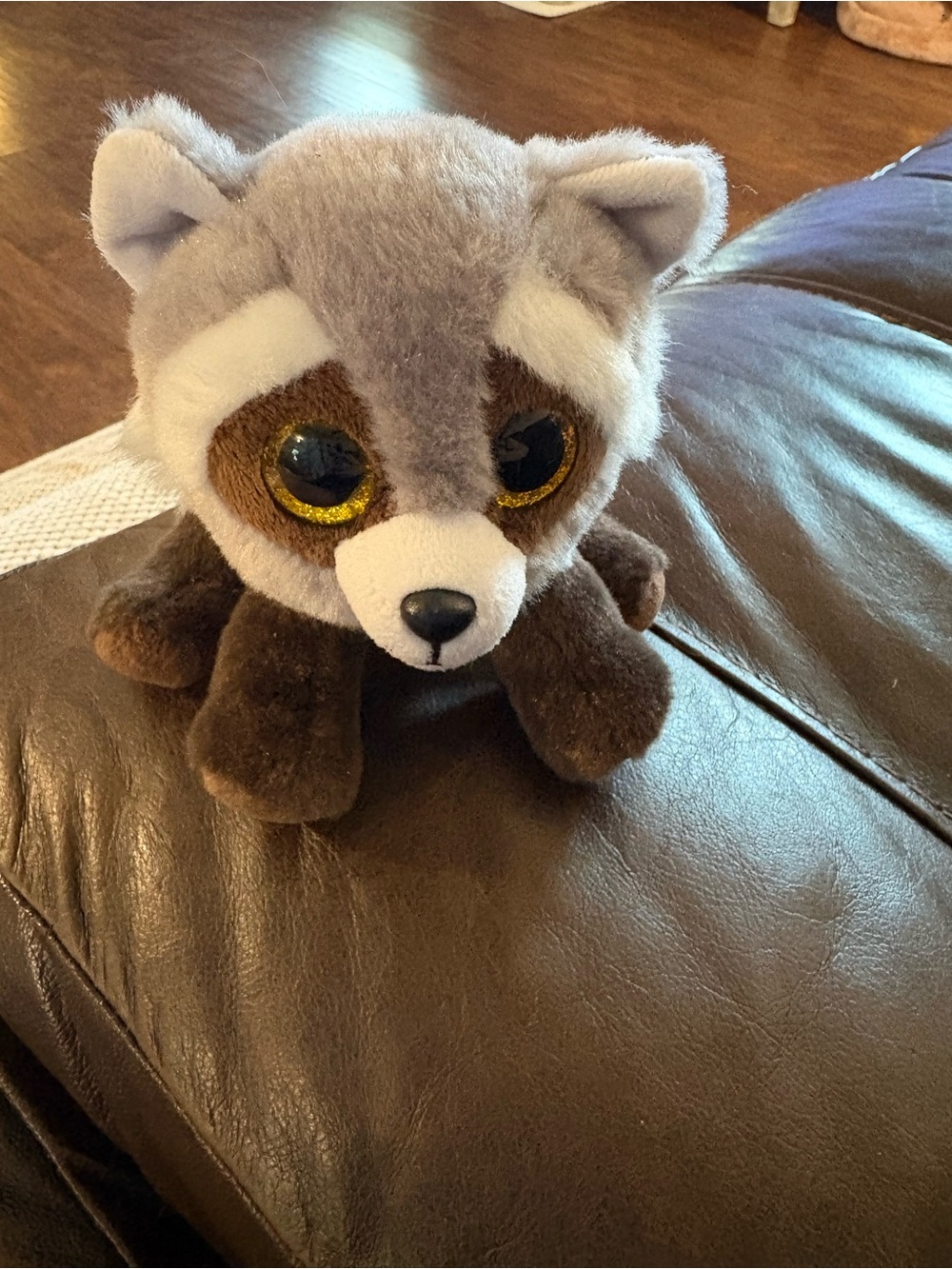 Plush Raccoon Stuffed Animal with Sparkly Brown Eyes beanie boo